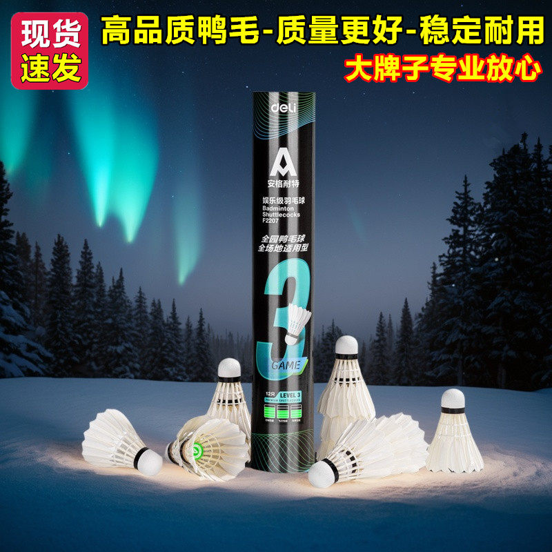 得力F2207耐用耐打安格耐特小学生飞行稳定室内外训练用球羽毛球