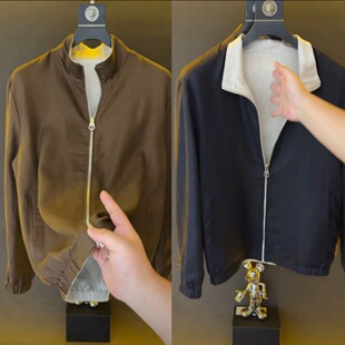 百搭立领夹克长袖 双面穿气质时尚 外套 男士 26ss潮牌轻奢简约个性