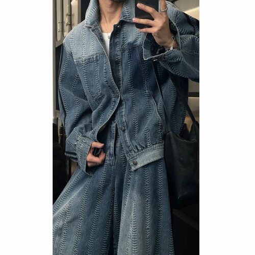 龙刀刀日常小众高级条纹设计美式休闲套装潮男穿搭高级感气质小众