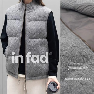 绵羊毛针织麻花马甲秋冬加厚毛织坎肩 绵羊毛填充马甲 Fag