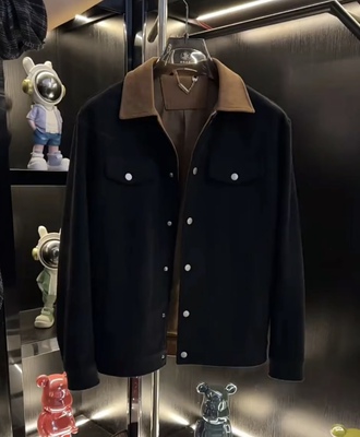 【高定专属】26春季新款轻奢撞色翻领夹克男高级感时尚休闲外套