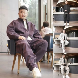 男装 子套装 加厚加绒套装 上衣牛奶丝拉毛裤 342 宽松套装 小爽大码