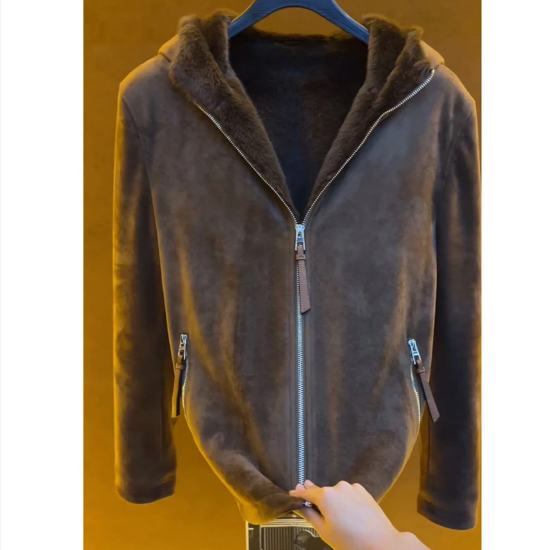 【高奢专柜】设计老钱风秋冬皮毛一体欧洲奢潮时尚高端皮夹克外套