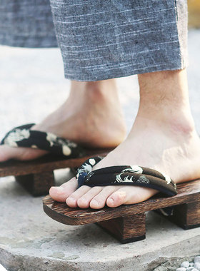 木屐男拖鞋日本凉鞋日式cos中式夏男鞋厚底国风人字拖二齿日常鞋