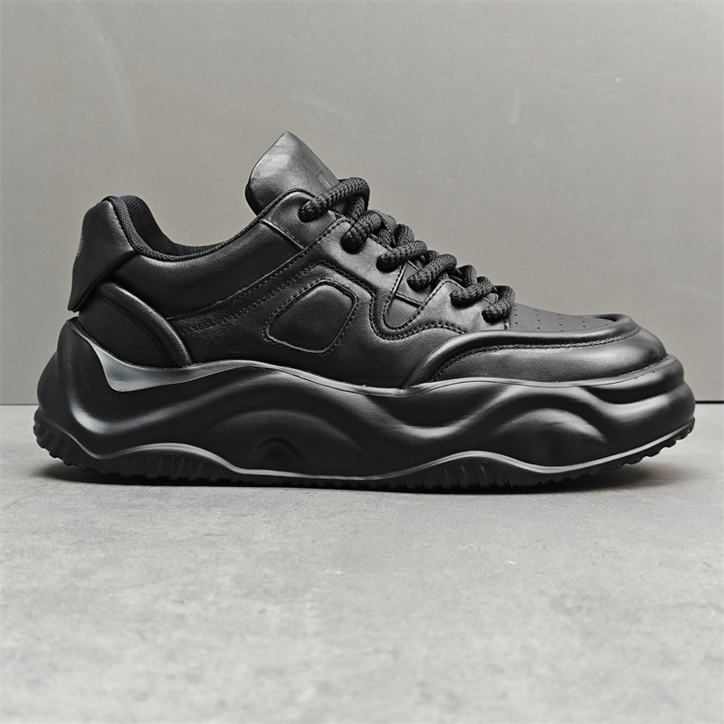 头层牛皮厚底增高韩版潮鞋男