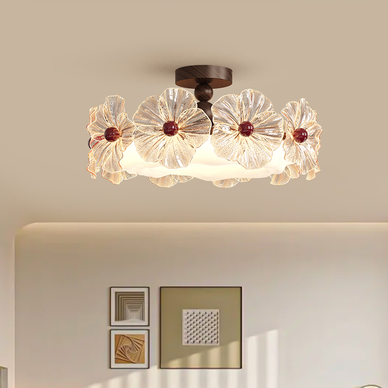 中古风梅花吸顶灯现代简约法式轻奢卧室餐厅灯具个性创意大气吊灯