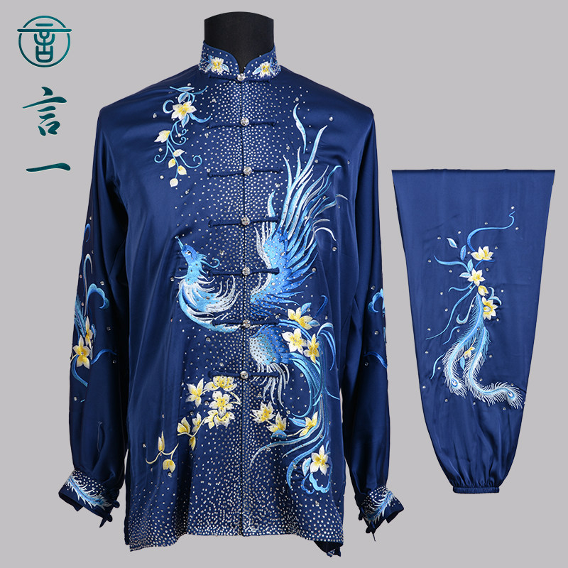 言一太极新款比赛服太极服表演绣凤女体考练功中国功夫武术定做