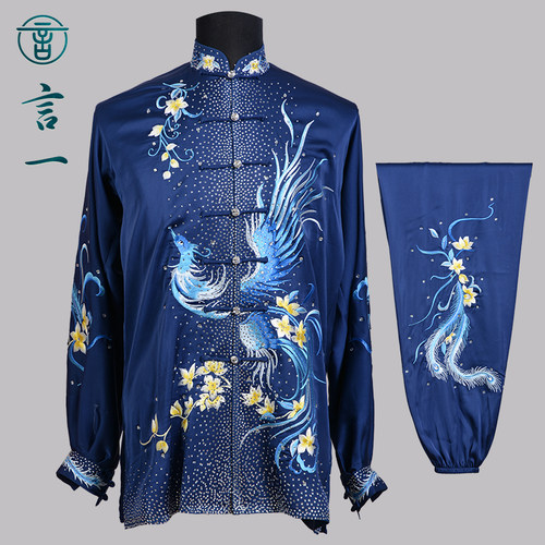言一太极新款比赛服太极服表演绣凤女体考练功中国功夫武术定做