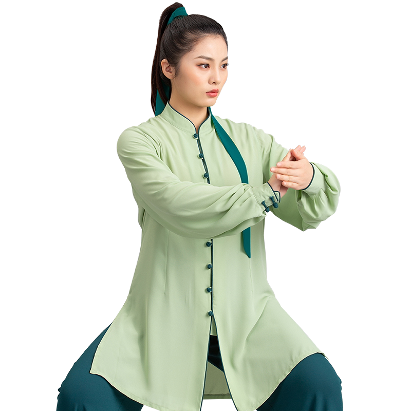言一新款气功垂顺丝麻定做表演服