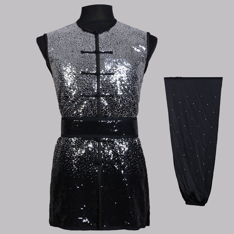 言一武术新款渐变亮片南拳服武术服比赛服体考青少年竞技定制