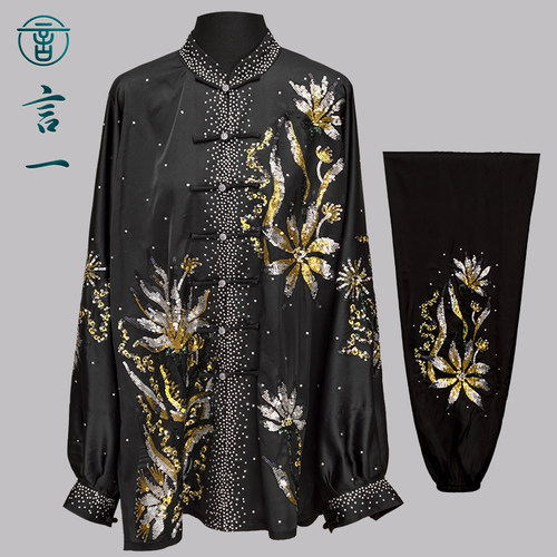 言一太极金银亮片绣新款太极服竞赛太极拳练功夫男武术表演比赛女