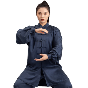 言一太极服砂洗重磅团体桑蚕丝