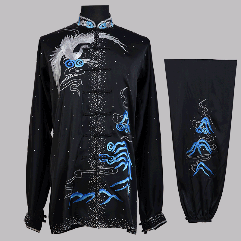 言一太极新款绣花比赛服体考服竞赛功夫中国云鹤太极服定做