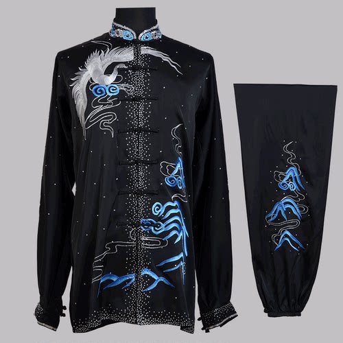 言一太极新款绣花比赛服体考服竞赛功夫中国云鹤太极服定做