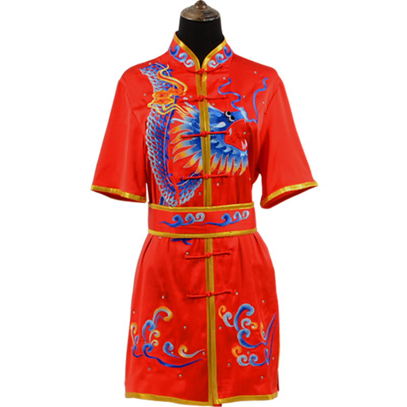 言一武术表演服刺绣龙武术服练功服套装比赛训练成人练功男女订做