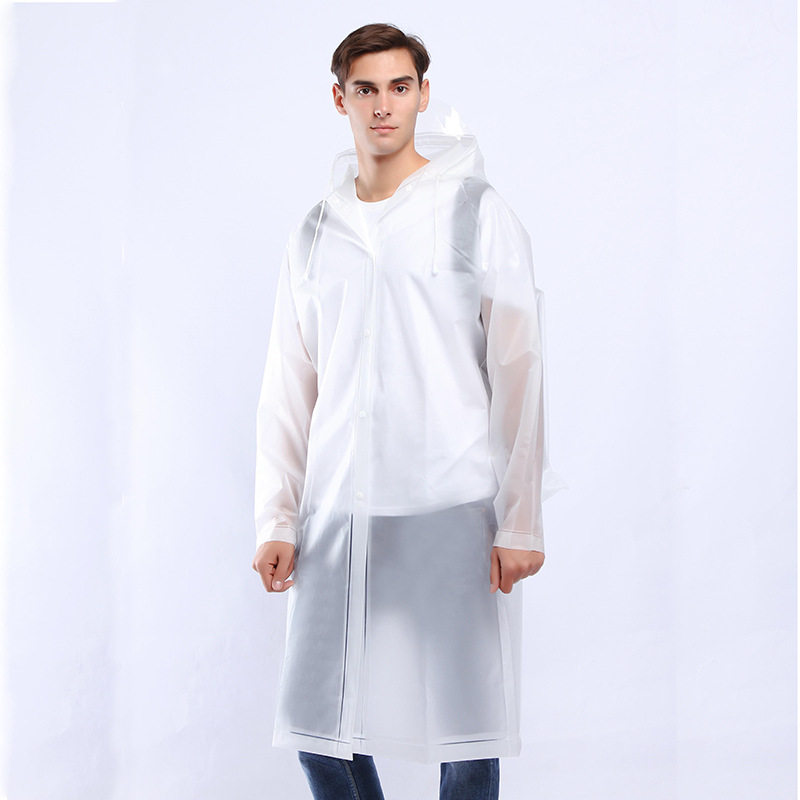 户外旅游时尚男女轻便成人EVA雨衣 大帽檐半透明磨砂加厚雨披外套