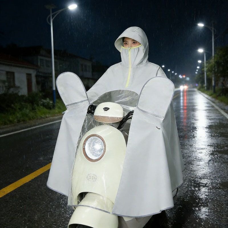 正品电动车雨披雨衣加大加厚防暴雨遮脚超大大帽檐高领拉链雨披