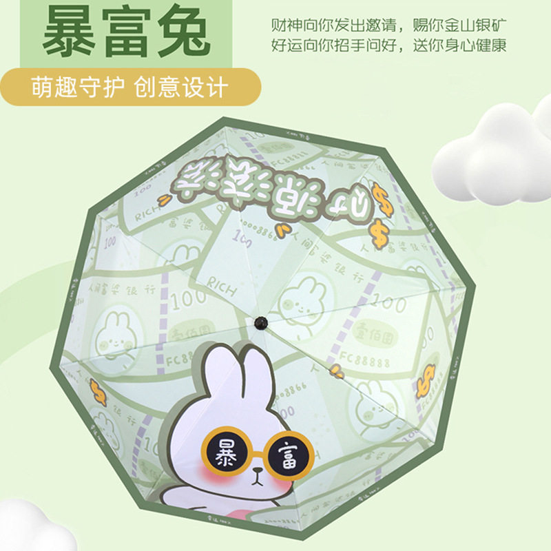 创意卡通数码黑胶晴雨两用伞折叠遮阳伞防晒便携广告伞可一件代发