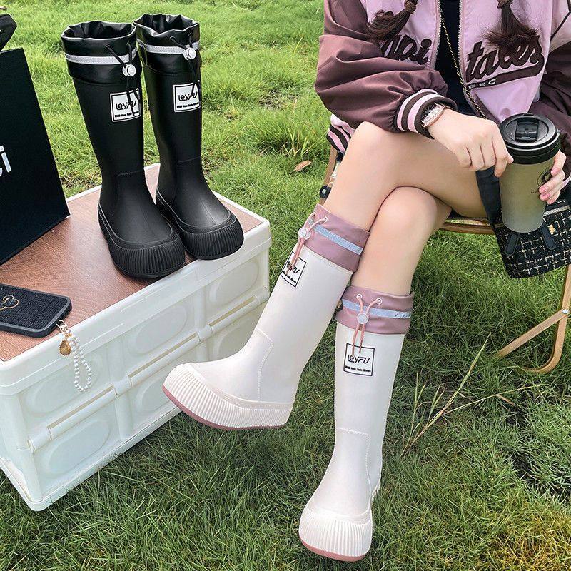 雨鞋女款高筒成人柔软日系时尚水鞋防水防滑加绒轻便耐磨雨靴LFY