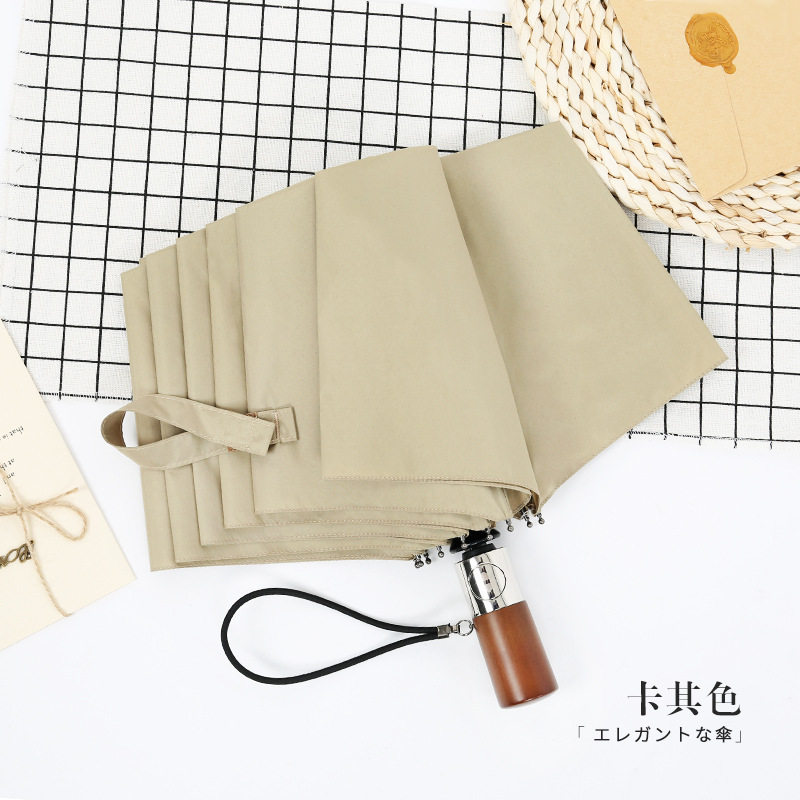 木柄刻字黑色男士商务10骨全自动雨伞加大抗风伞面logo礼品广告伞