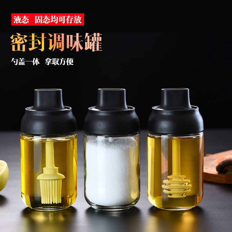 玻璃调味罐三件套勺盖一体防潮密封套装带勺子调料瓶厨房组合装|msdalam kategori dapur/memasak Appliances, Alat dapur/Penyimpanan dapur, botol penyimpanan/bekas penyimpanan dapur, botol perasa - dari Buy2taobao.com untuk memberikan perkhidmatan ejen Taobao profesional membeli