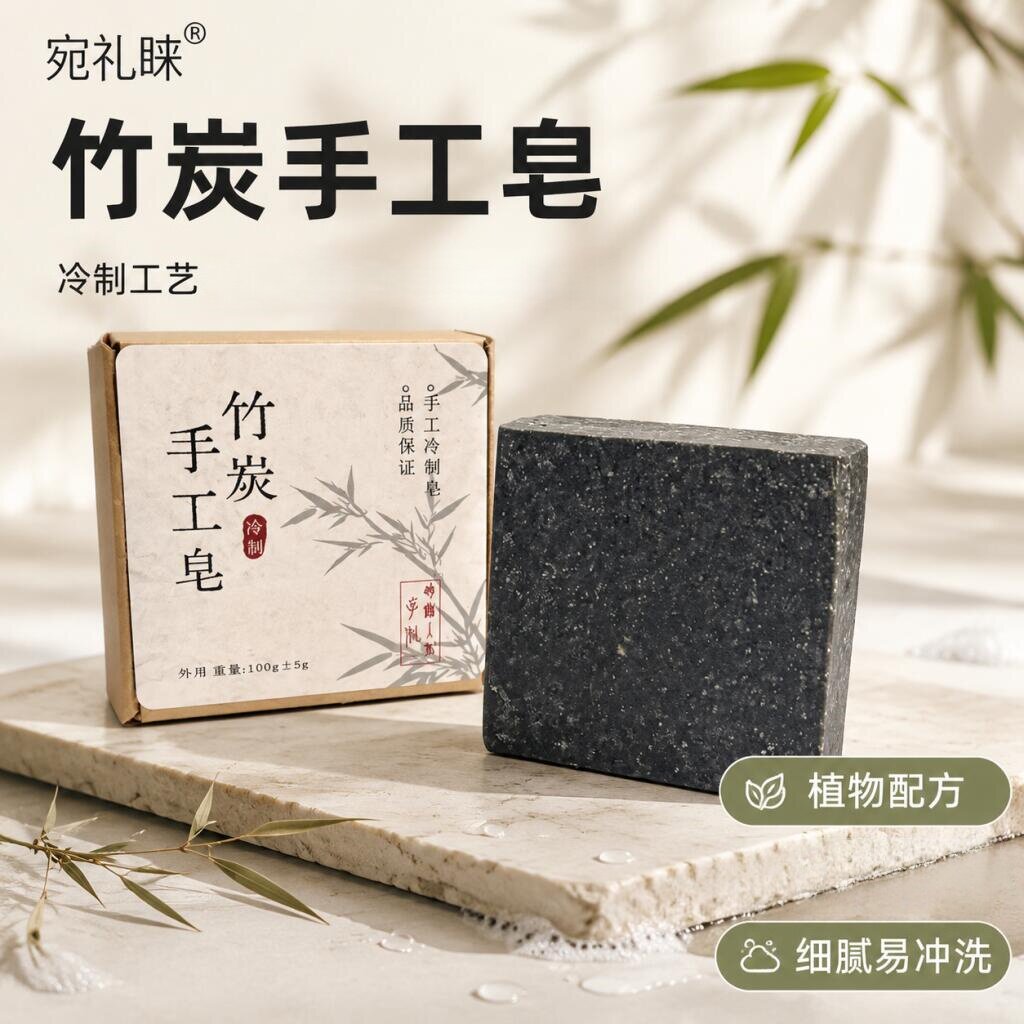 竹炭手工皂蛇床子竹炭基底