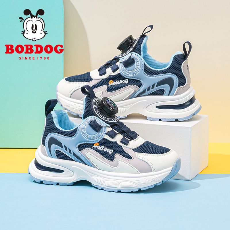 巴布豆童鞋男童鞋子春秋2025新款男孩旋转扣休闲鞋网面儿童运动鞋