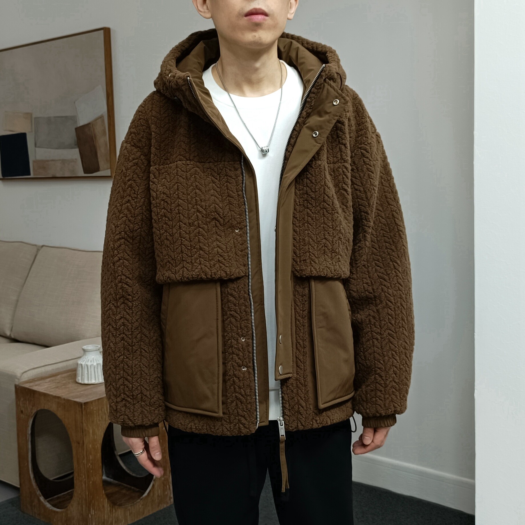 亏本清货羊羔绒加厚连帽羽绒服