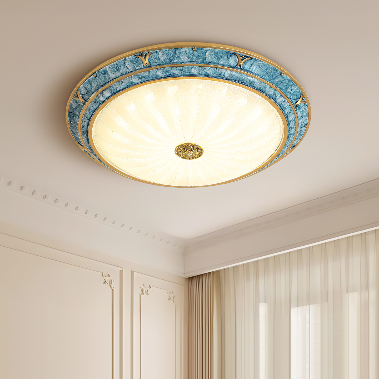 法式卧室吸顶灯美式中古阳台灯轻奢高级感复古客厅艺术书房吸顶灯