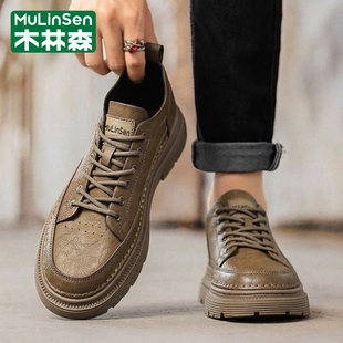 休闲运动商务英伦工装 2026新款 厚底耐磨马丁短靴 男春季 木林森皮鞋