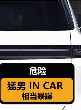 猛男IN CAR相当暴躁汽车贴纸文字搞笑磁吸贴创意电动车身装饰贴纸