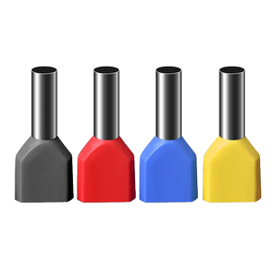 管型预绝缘端子TE双线欧式针型管状冷压接线端子针形并线铜管保护