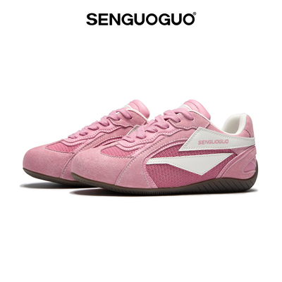 森果果 赛车鞋/草莓熊粉色德训鞋女2026新款4CM内增高鞋子板鞋女