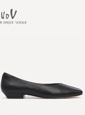 UDV2024春夏新款真皮方头时尚百搭单鞋平底职业工作浅口低跟女鞋