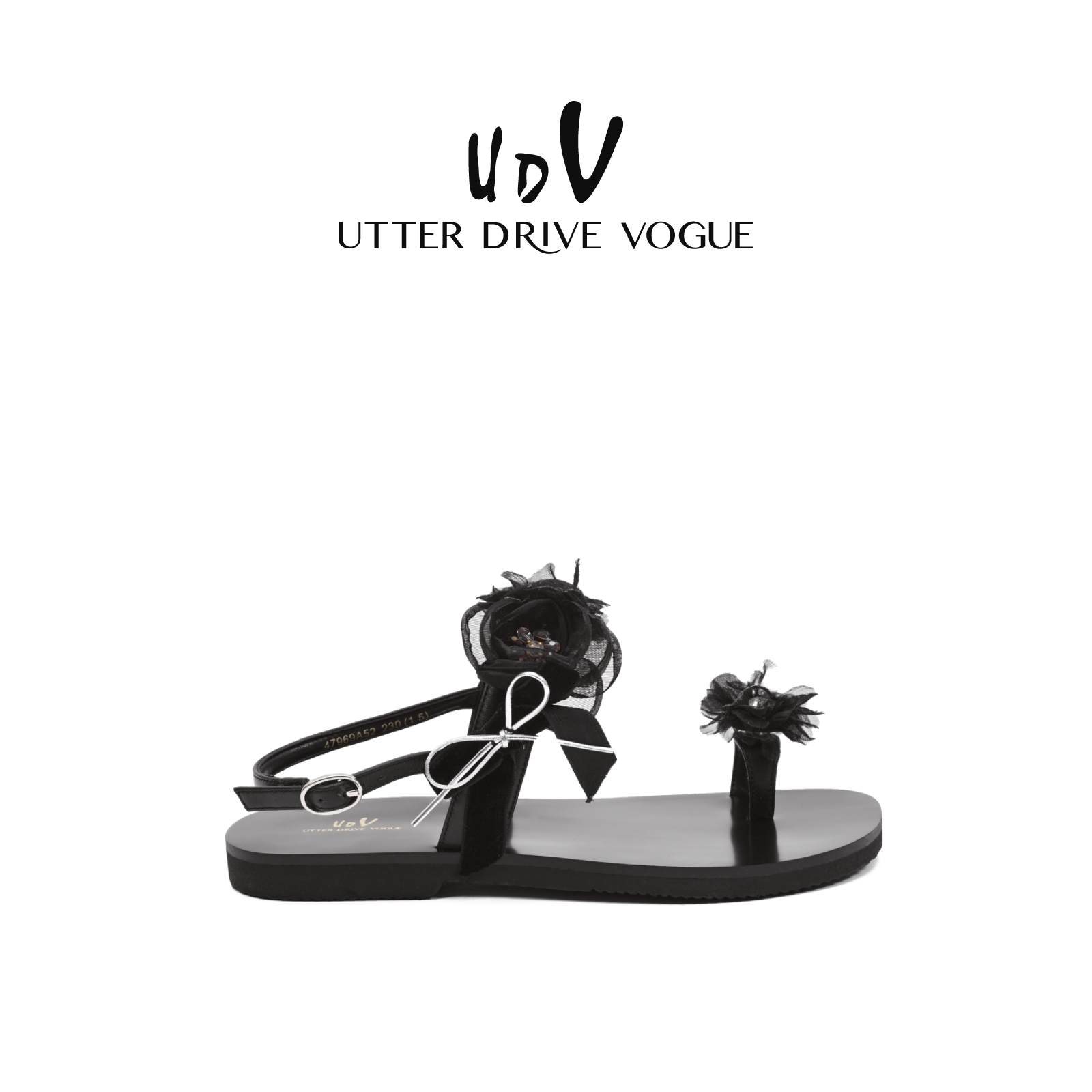 UDV夏季夹趾蝴蝶结凉鞋女2025新款平底度假凉拖鞋配裙子罗马拖鞋