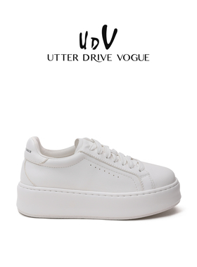 UDV时尚真皮小白鞋2025秋季新款厚底增高百搭休闲板鞋配裙子女鞋