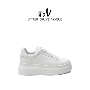 UDV真皮圆头厚底小白鞋女2026春季新款时尚休闲板鞋百搭运动鞋