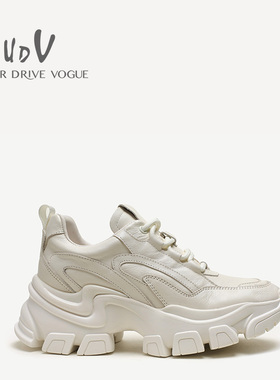UDV秋冬季新款女鞋真皮街头运动时尚休闲鞋女厚底老爹鞋潮酷女鞋
