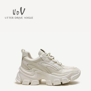 真皮街头运动时尚 女鞋 休闲鞋 女厚底老爹鞋 UDV秋冬季 潮酷女鞋 新款