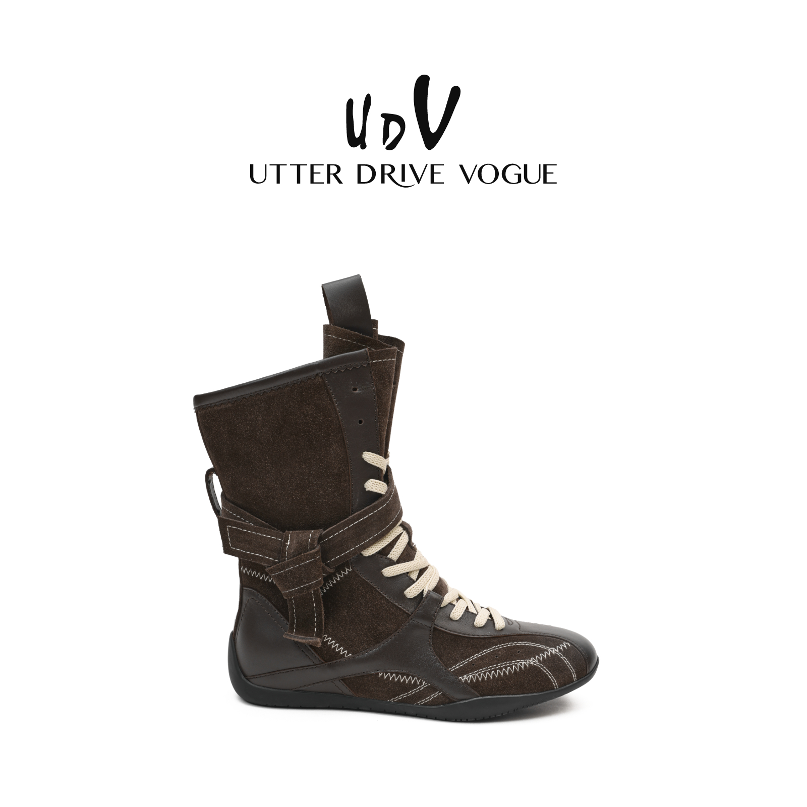 UDV复古真皮拳击靴女2025秋季新款英伦风马丁靴美拉德中筒短靴子