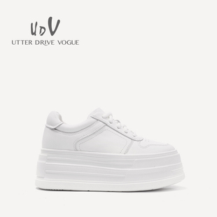 休闲滑板鞋 圆头平底厚底女鞋 小白鞋 UDV2024秋冬真皮牛皮时尚