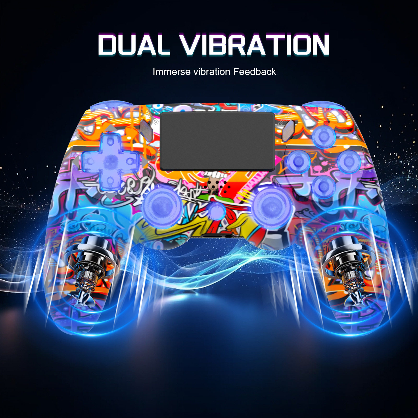 厂家私模PS4手柄带RGB灯六轴体感双震动PS4游戏无线蓝牙pc电竞