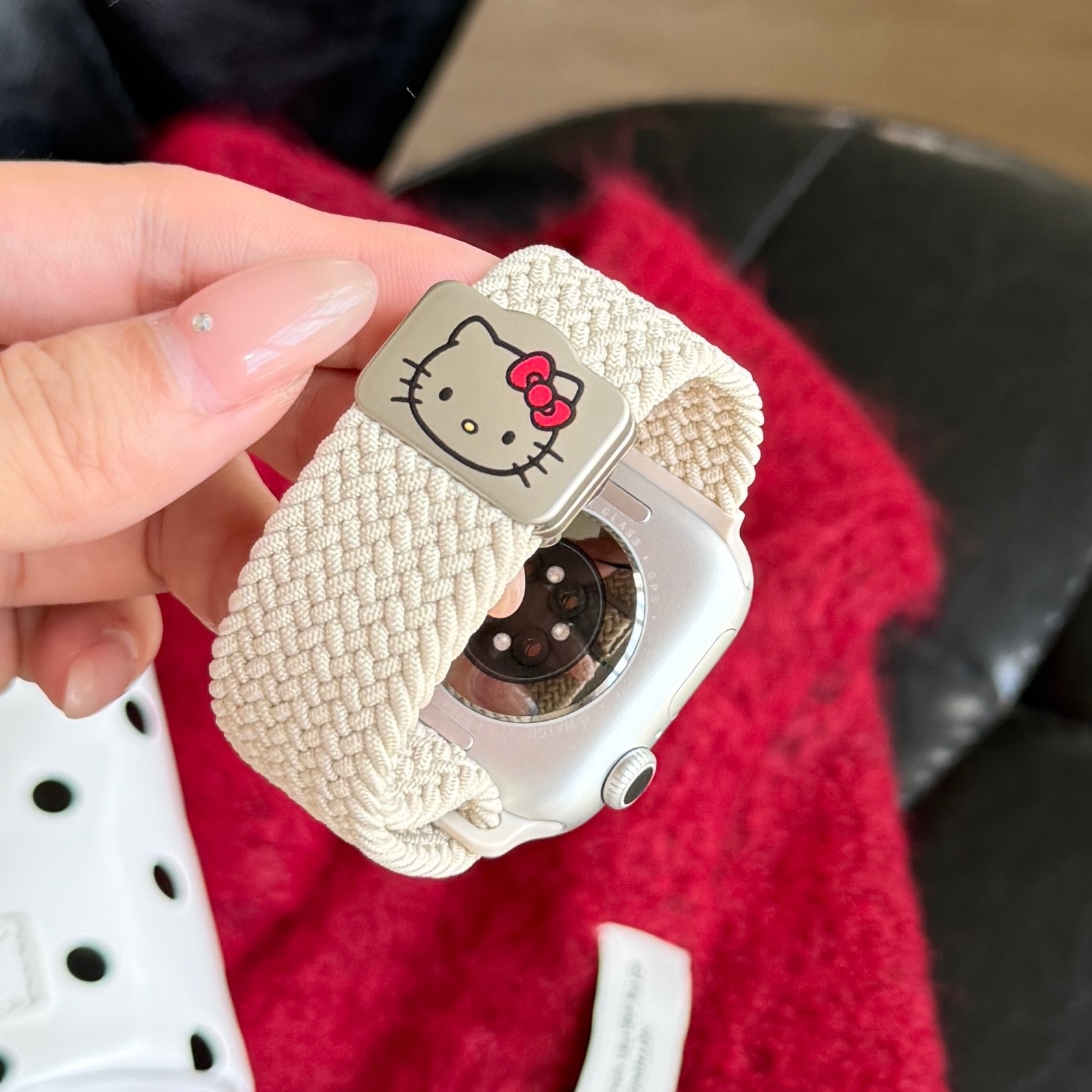 秋冬kitty编织磁吸扣舒适可调节iwatch表带 适用苹果S11/10/9/8/7