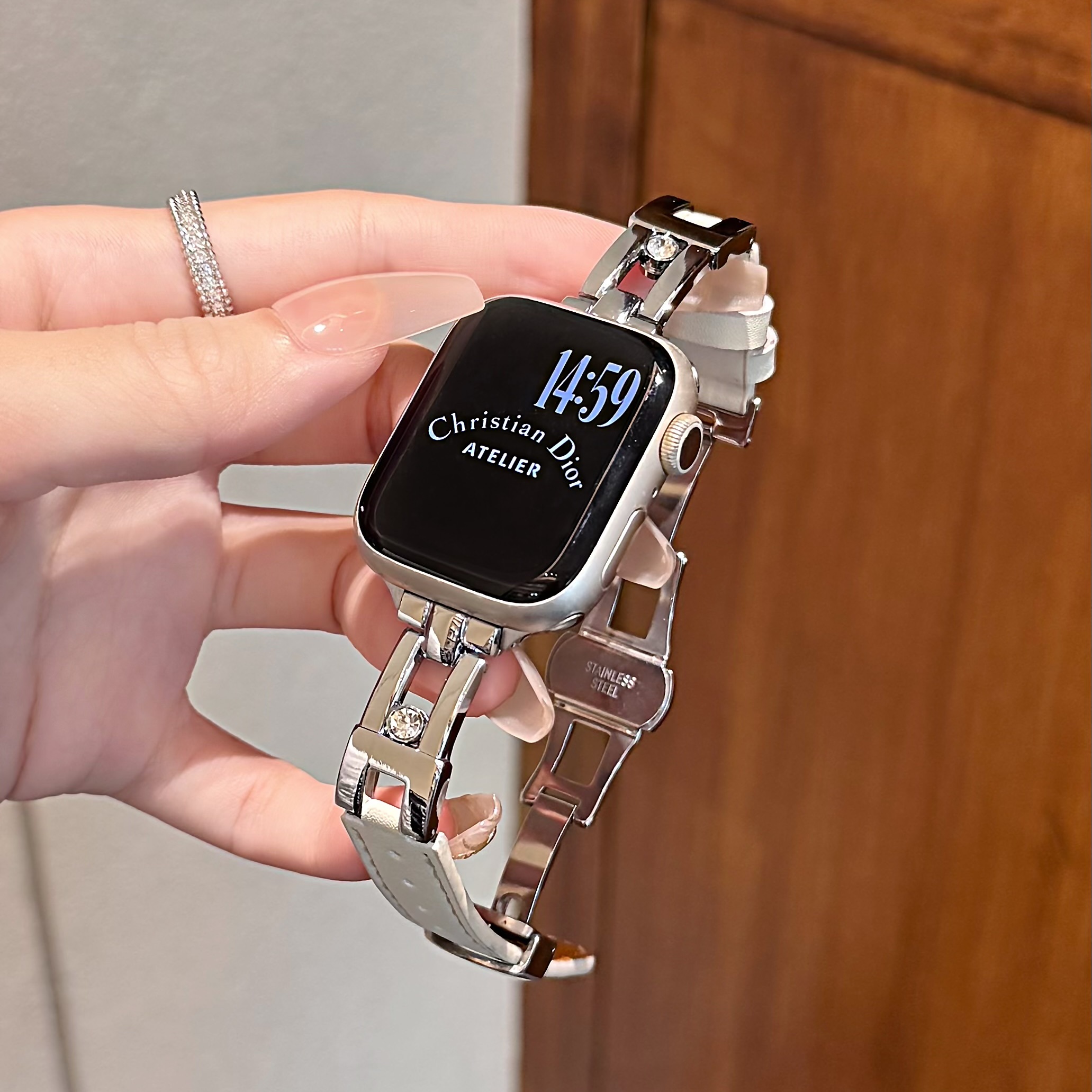 iwatch表带高级感走珠拼皮 适用苹果S11/10/9/8/7/se
