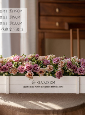 酒店实木栅栏花束宴会排花仿真花服装店装饰花摆件餐台餐桌花摆件