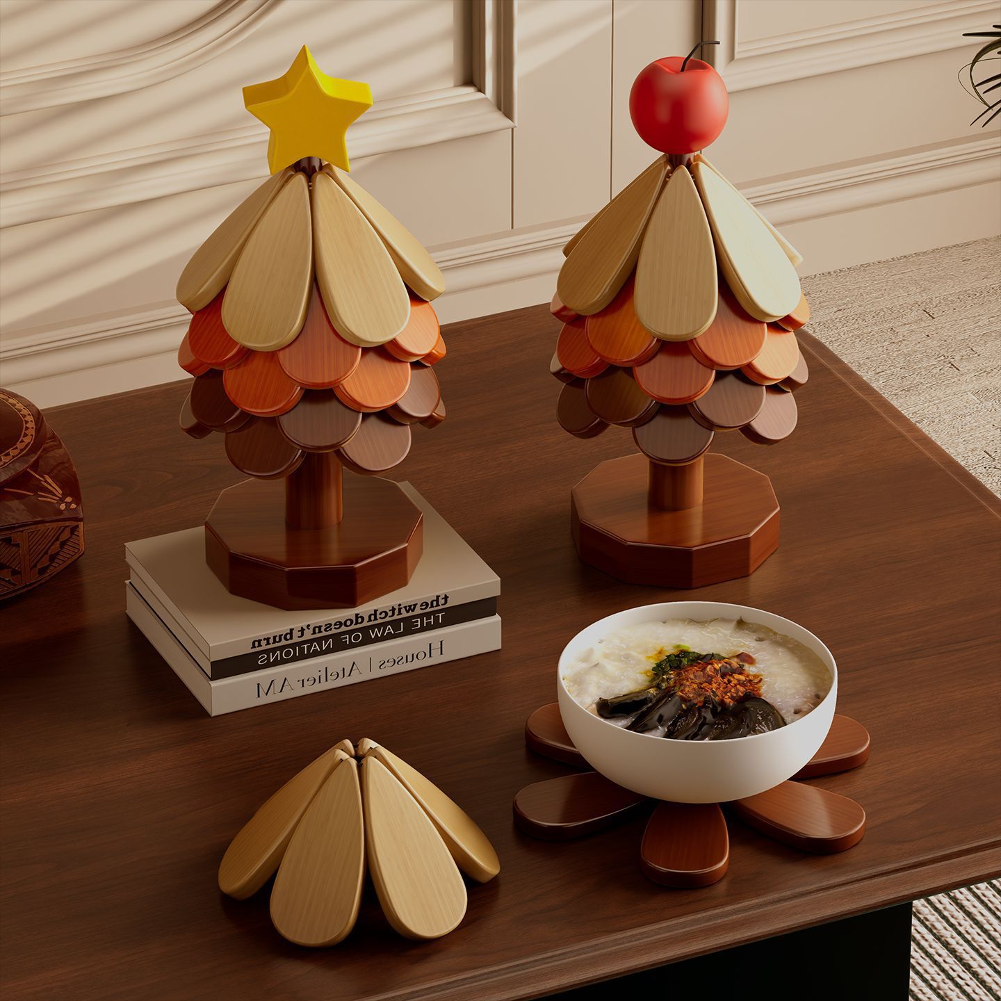 圣诞树餐桌隔热垫高级感创意摆件茶杯防烫垫耐高温锅垫杯垫碗垫