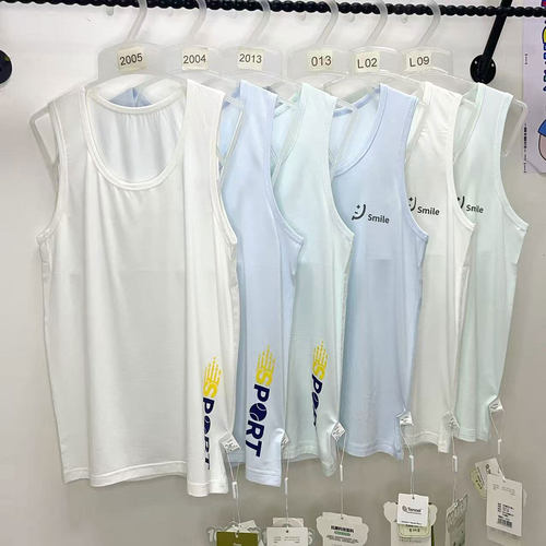 超薄莫代尔肥版跨栏背心男童夏季