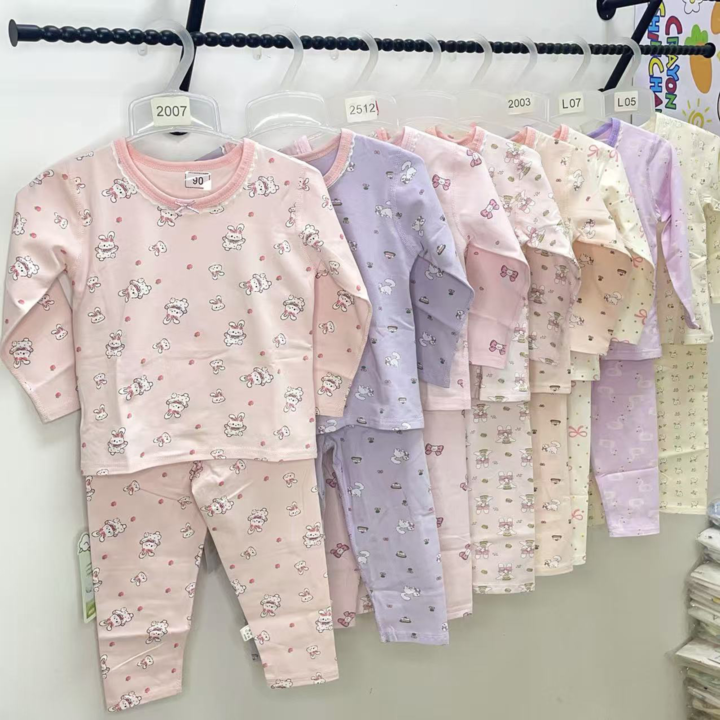 纯棉莱卡女童偏薄款无骨秋衣秋裤