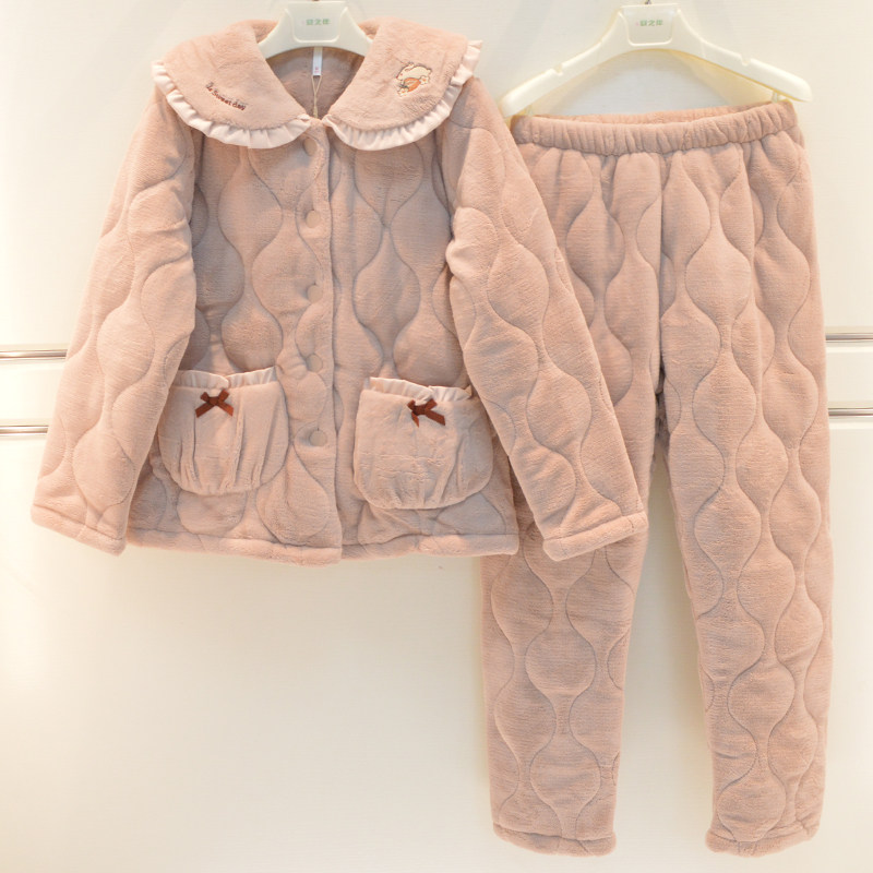 睡衣加厚冬季家居服安之伴女士