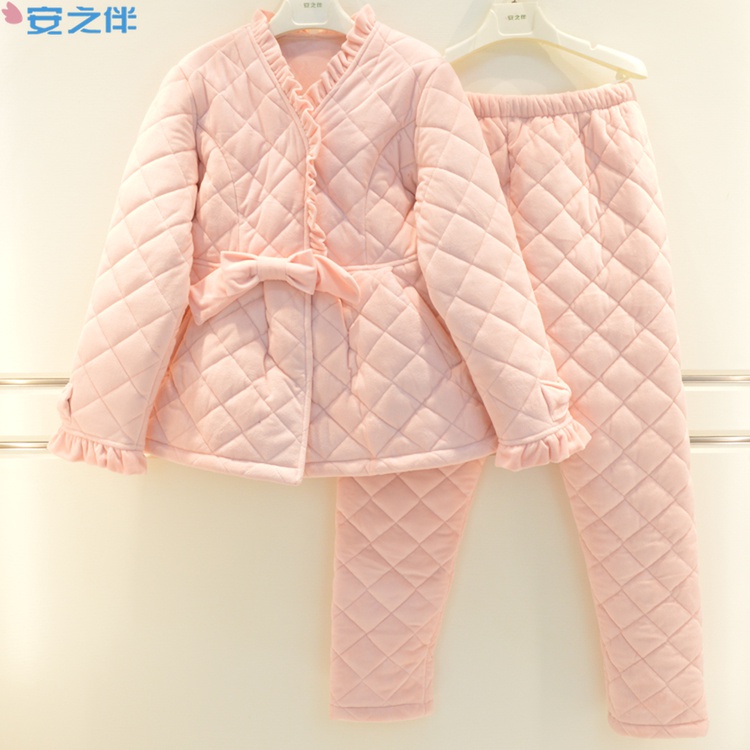 安之伴新品冬季女士加厚保暖睡衣